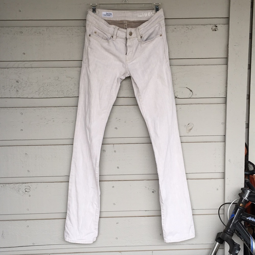 GAP 1969 LIGHT TAN ‘REAL STRAIGHT’ TIMELESS CLASSIC JEANS 5 POCKET